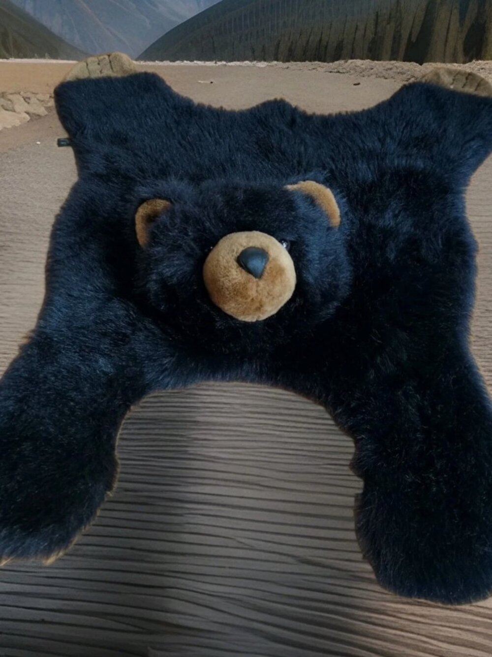 Fancy Zoo Plush Brown Black Bear Faux Rug 40 x 32 A&amp;A Company Rare Kids Room